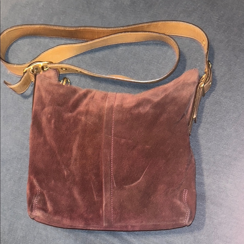 Vintage Coach Velvet Suede Shoulder Bag